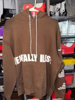 Men's Brown Graphic Pullover Hoodie with White Lettering